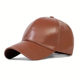 Unisex Solid Color PU Leather Baseball Caps Adjustable Casual Hats Spring and Autumn Outdoor Sunscreen Hat