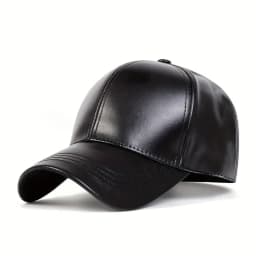 Unisex Solid Color PU Leather Baseball Caps Adjustable Casual Hats Spring and Autumn Outdoor Sunscreen Hat