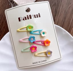 6Pcs Korean Children's Side Bb Clip Bangs Hairpin Sweet Girl Flower Hairpin New Cute Drip Candy Color