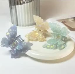 Fairy Butterfly Hair Claw For Women Korean Style Acetic Acid Shark Gripper Exquisite Pearlescent Color Hair Clip Hair Accessory