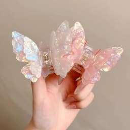 Fairy Butterfly Hair Claw For Women Korean Style Acetic Acid Shark Gripper Exquisite Pearlescent Color Hair Clip Hair Accessory