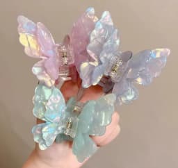 Fairy Butterfly Hair Claw For Women Korean Style Acetic Acid Shark Gripper Exquisite Pearlescent Color Hair Clip Hair Accessory