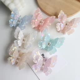 Fairy Butterfly Hair Claw For Women Korean Style Acetic Acid Shark Gripper Exquisite Pearlescent Color Hair Clip Hair Accessory