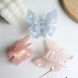 Fairy Butterfly Hair Claw For Women Korean Style Acetic Acid Shark Gripper Exquisite Pearlescent Color Hair Clip Hair Accessory