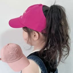 Bowknot​​ Baseball Cap​​ UV Protection​​ Empty Tail Design​​ ​​Children Sun Hat​​ Lightweight Comfort​​ Adjustable Strap​​