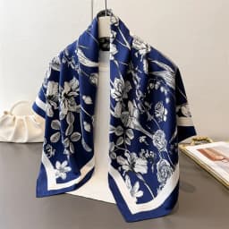 90*90cm Luxury Square Silk Scarf For Women Fashion Print Shawl Warps Elegant Neckerchief Bandanas Hijab Soft Stain Ladies Scarf