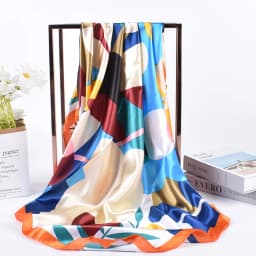 90*90cm Luxury Brand Square Silk Scarf Women Print Scarves Satin Shawl Wrap Hijab Female Headband Bandana Foulard Neckerchief