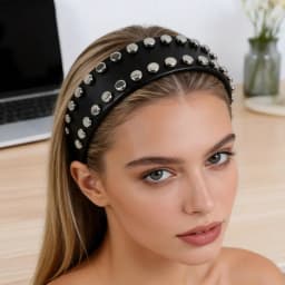 Studded Leather Headbands for Women, Punk Metal Rivet Hair Hoops, Vintage Wide Hair Accessories for Daily Streetwear and Party