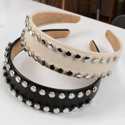 Studded Leather Headbands for Women, Punk Metal Rivet Hair Hoops, Vintage Wide Hair Accessories for Daily Streetwear and Party