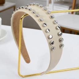 Studded Leather Headbands for Women, Punk Metal Rivet Hair Hoops, Vintage Wide Hair Accessories for Daily Streetwear and Party