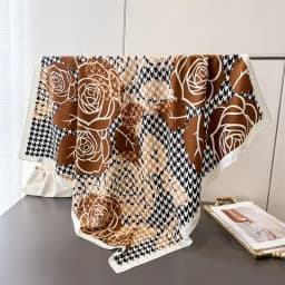 90*90cm Houndstooth Floral Cotton Square Scarf Women Silk Scarves Bandanas Luxury Beach Shawl Wraps Elegant Hijab Neckerchief