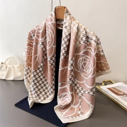 90*90cm Houndstooth Floral Cotton Square Scarf Women Silk Scarves Bandanas Luxury Beach Shawl Wraps Elegant Hijab Neckerchief