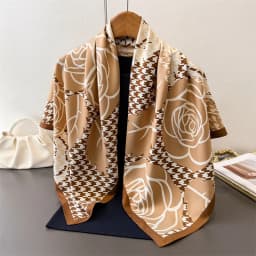 90*90cm Houndstooth Floral Cotton Square Scarf Women Silk Scarves Bandanas Luxury Beach Shawl Wraps Elegant Hijab Neckerchief