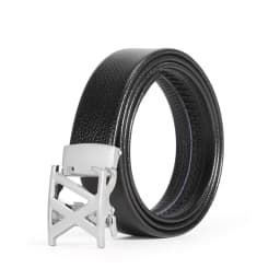 Men's multi-color light luxury business adjustable double X letter metal automatic buckle lychee pattern belt, a versatile belt