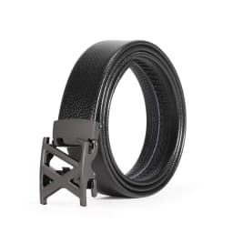 Men's multi-color light luxury business adjustable double X letter metal automatic buckle lychee pattern belt, a versatile belt