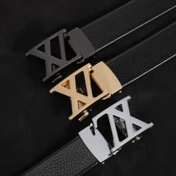 Men's multi-color light luxury business adjustable double X letter metal automatic buckle lychee pattern belt, a versatile belt