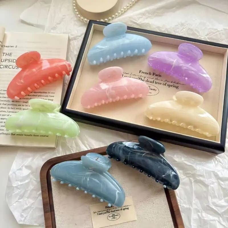 Simple Jelly Color Shark Hair Claw Korean No Slip Large Square Cross Shaped Jaw Clip For Women Girls Thin Thick Hair Accessories