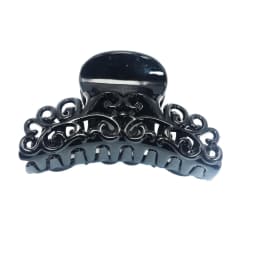 4pcs Black Plastic Hair Claws Assorted Hollow Floral Shark Clip Large Jaw Hairclips for Women Fashion Hair Accessories