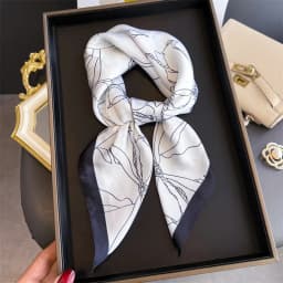 Luxury Line Drawing Floral Square Scarf For Women Silk Scarves Ladies Bandanas Hijab Neckerchief Elegant Shawl Wraps For Travel
