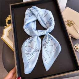 Luxury Line Drawing Floral Square Scarf For Women Silk Scarves Ladies Bandanas Hijab Neckerchief Elegant Shawl Wraps For Travel