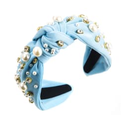 Hot Selling Fabric Knotted Headband Wide Edge Nail Diamond Pearl Hairband Korean Temperament Women's Hair Accessories
