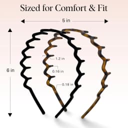 2026 S/S Kitsch Zig Zag 2-Pack Non-Slip Wave Design Headbands - Eco-Friendly Recycled Plastic Hair Accessories