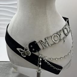 Trendy Y2K-Style Letter Belt MOON Rhinestone Chain Belt Hot Girl Jeans Accessories Elegant and Luxurious Waist Sash