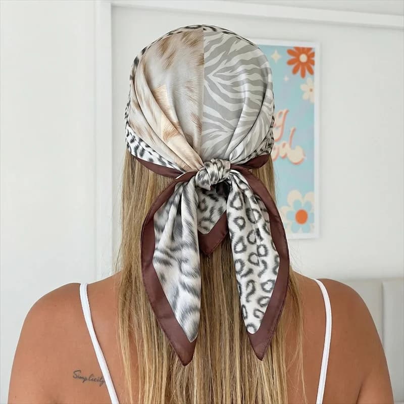 Luxury Brand 2026 Chain Print Square Silk Scarf for Women Hijab Hair Bands 70cm Neckerchief Female Satin Shawl Ribbon Headband