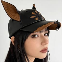 2026 Y2K Girl New Jeans Stereoscopic ears Cowboy Baseball Hat leather material Hip Hop Cap Women Men Party Team Baseball Cap