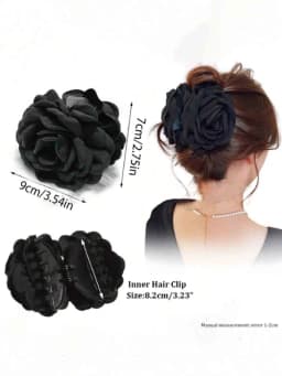 1/4 piece high-end princess-style rose hairpin for women. Elegant fabric shark-shaped clip.