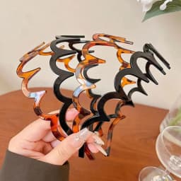 Korean Women Hair Comb Headband Plastic U Shape Hair Hoops Fixed Teeth Non-Slip Fluffy Top Hair Bands Headwear Hair Accessories