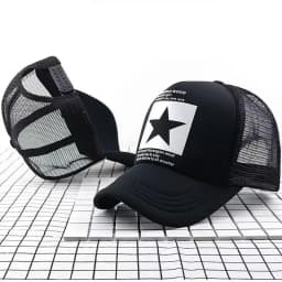 Unisex Summer Mesh Baseball Cap, Fashion Star Printed Adjustable Baseball Hat Snap Back Trucker Hat Ponytail Cap Outdoor Sports