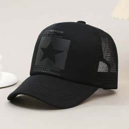 Unisex Summer Mesh Baseball Cap, Fashion Star Printed Adjustable Baseball Hat Snap Back Trucker Hat Ponytail Cap Outdoor Sports