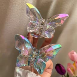 Women's Hair Claw Clips Korean Butterfly Sweet Kawaii Fashionable Transparent Hair Grab High-quality Hair Accessories For Girl