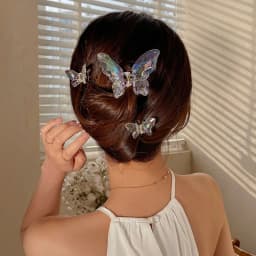 Women's Hair Claw Clips Korean Butterfly Sweet Kawaii Fashionable Transparent Hair Grab High-quality Hair Accessories For Girl