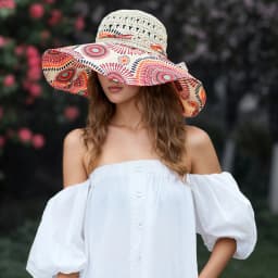 Outdoor Wide-Brimmed Sun Hat, Patterned On The Reverse, Reversible, Sun Protection Hat, Perfect For Beach Outings And Travel, UV