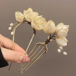 NEW Elegant Vintage Alloy Hairpin Magnolia Design Hair Accessories Hairstyle Enhancer Decorative Headwear Hair Comb