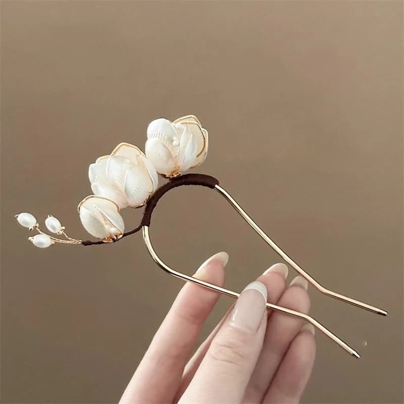 NEW Elegant Vintage Alloy Hairpin Magnolia Design Hair Accessories Hairstyle Enhancer Decorative Headwear Hair Comb
