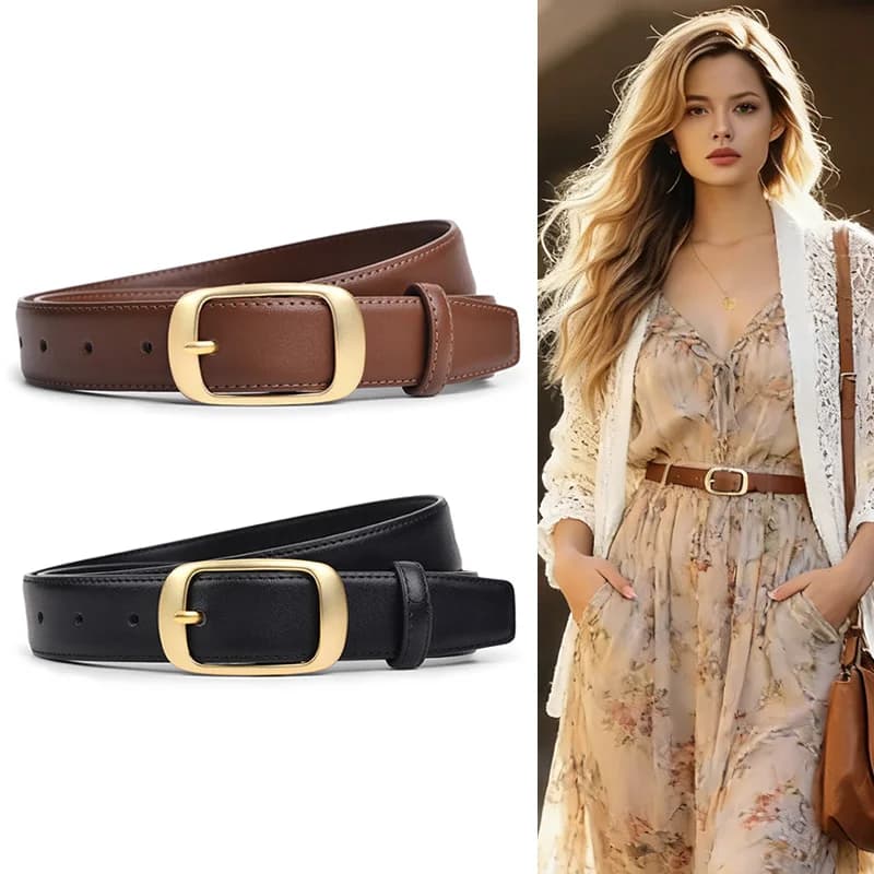 Women's Leather Belts For Jeans Ladies Strap Alloy Metal Pin Buckle Fashion Belt