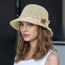 Elegant Women's Floral-decorated Straw Hat - Breathable Sun Hat Outdoor Travel Vacation Fisherman Hat Beach Hat