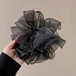 Crystal Headband Organza Hair Ties Large Intestine Ring Rubber Band Big Scrunchies for Women Hair Accessories Purple Scrunchie