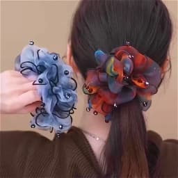 Crystal Headband Organza Hair Ties Large Intestine Ring Rubber Band Big Scrunchies for Women Hair Accessories Purple Scrunchie