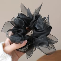 Crystal Headband Organza Hair Ties Large Intestine Ring Rubber Band Big Scrunchies for Women Hair Accessories Purple Scrunchie