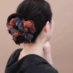 Crystal Headband Organza Hair Ties Large Intestine Ring Rubber Band Big Scrunchies for Women Hair Accessories Purple Scrunchie