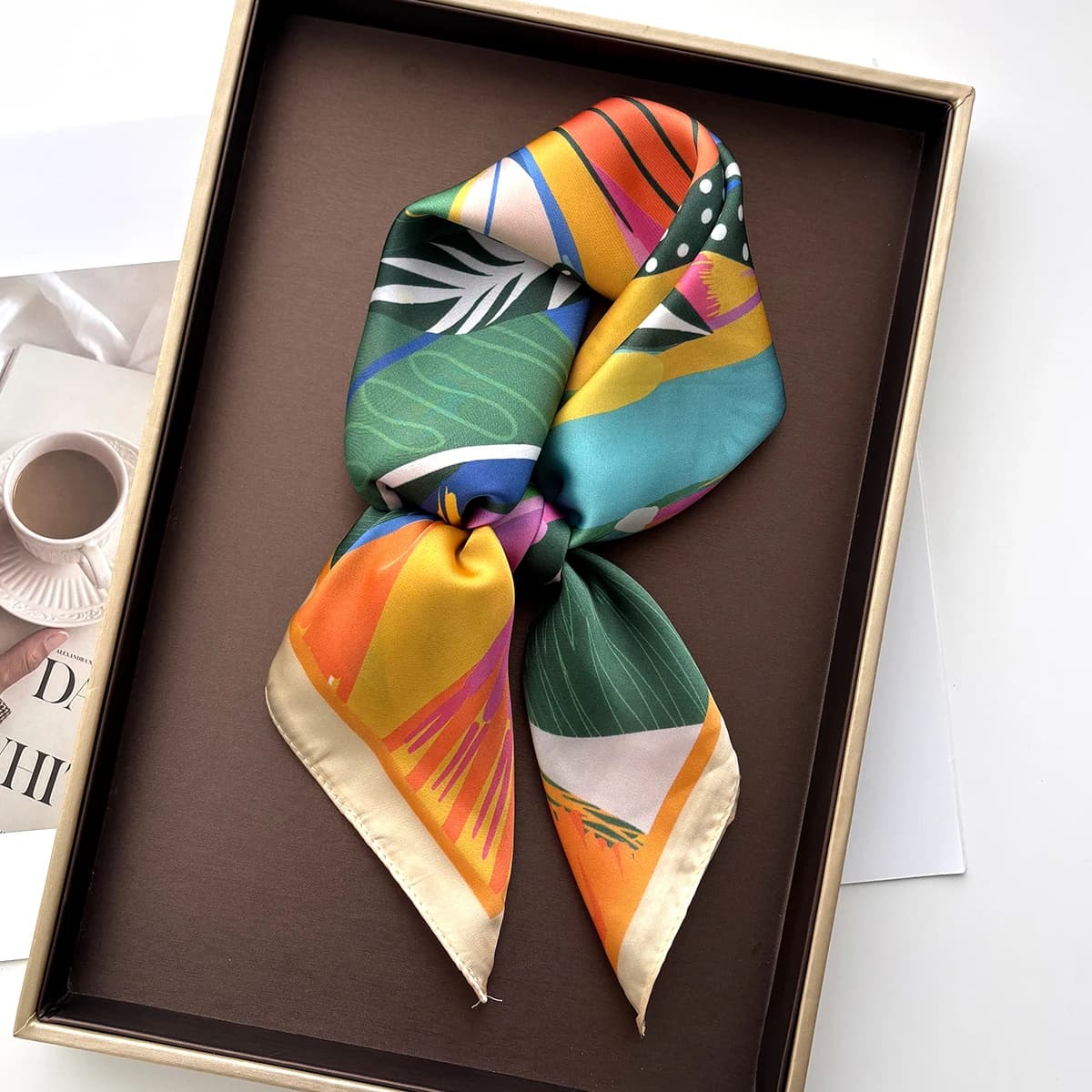 Luxury Printed Square Scarf Soft Satin Imitation Silk Scarves For Women Bandanas Elegant Hijab Neckerchief Shawl Wraps