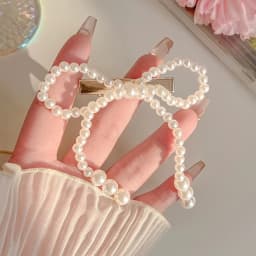 1/2 Pc. Beige Bow with Imitation Pearl Hairpin | Cute, Casual Style | Perfect for Everyday and Holiday Gift Accessories.