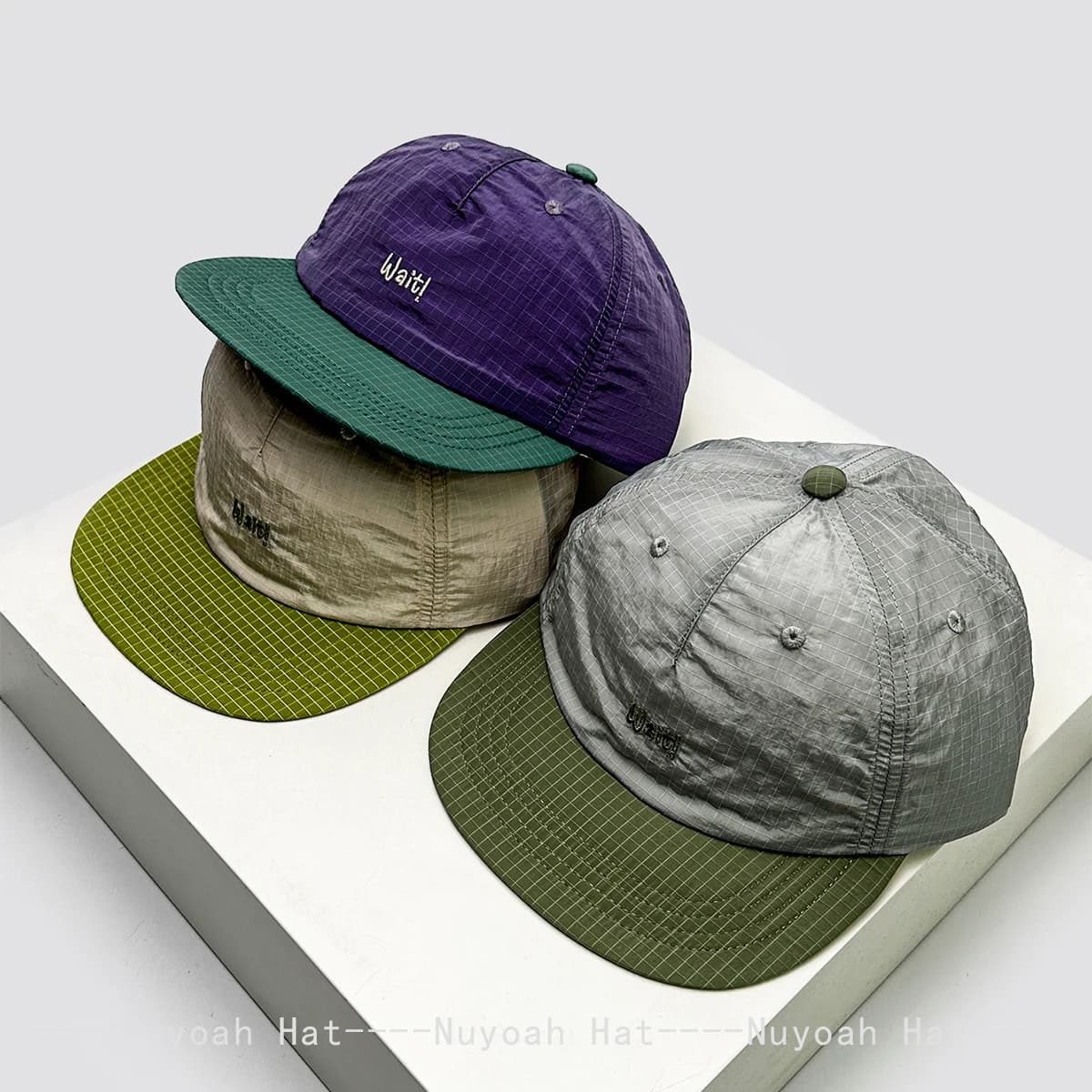 Color Block Quick-dry Embroidered Wait Letters Baseball Hats Breathable New Men Women Plaid Ins Versatile Peaked Caps Flat Eaves