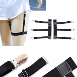 **1 Pair Men Shirt Stays Belt With Non-slip Locking Clips Keep Shirt Tucked Leg Thigh Suspender Garters Adjustable Locking Strap