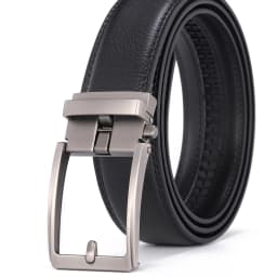 Automatic Buckle Adjustable Waistband Fashion No Holes Waist Straps for Formal Daily Wear Premium Cowhider Ratchet Belt for Men