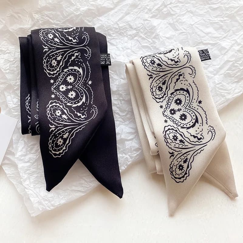 Paisley Pattern Long Skinny Scarf Stylish Ribbon Multi Purpose Scarf Neck Scarf for Hair Decor Bag Strap Daily Fashion Accessory